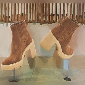 New Chelsea Boho Retro 9.5 Boho Lugsole Rider Platform Waterproof Ankle Boots